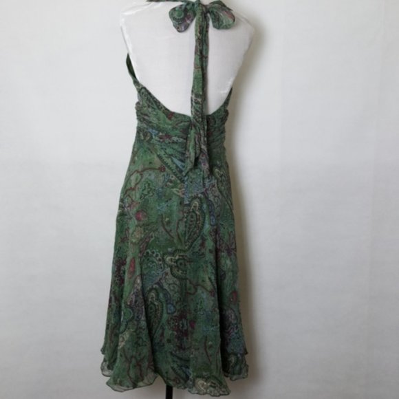 Suzie Chin Silk Halter Dress Empire Waist - Picture 4 of 9